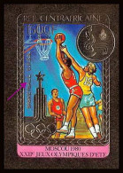 85947b 123 B BASKET Moscou 1980 Jeux Olympiques Olympic Games Centrafricaine OR Gold ** MNH Non Dentelé Imperf Overprint - Zentralafrik. Republik