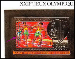 85942a/ N°733 I Ba Moscou 1980 Jeux Olympiques Olympic Games Centrafricaine OR Gold ** MNH Non Dentelé Imperf Overprint - Summer 1980: Moscow