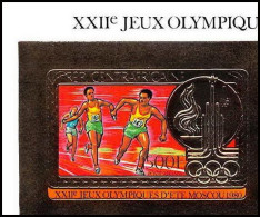 85939b/ N°686 B Moscou 1980 Jeux Olympiques Olympic Games Centrafricaine OR Gold ** MNH Non Dentelé Imperf  - Ete 1980: Moscou