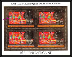 85941/ N°733 I Aa Moscou 1980 Jeux Olympiques Olympic Games Centrafrique Centrafricaine OR Gold ** MNH Bloc 4 Overprint - Sommer 1980: Moskau