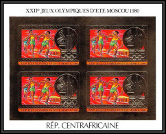 85939/ N°686 B Moscou 1980 Jeux Olympiques Olympic Games Centrafricaine OR Gold ** MNH Non Dentelé Imperf Bloc 4 - Central African Republic