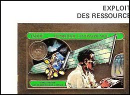 85927b/ N°868 B Exploration Ressources Espace Space Centrafrique Centrafricaine OR Gold ** MNH Non Dentelé Imperf  - Central African Republic