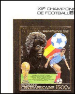 85922b/ N°933 B Football Soccer Coupe Monde ESPANA 1982 Centrafrique Centrafricaine OR Gold ** MNH Non Dentelé Imperf - Centrafricaine (République)