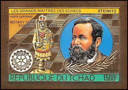 85920b/ N°204 B Echecs Chess Bobby Rotary 1982 Tchad OR Gold Stamps ** MNH Overprint Non Dentelé Imperf - Echecs