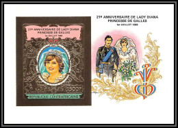 86212 Centrafrique Centrafricaine 1982 Mi 190 B Lady Di Diana Anniversary Prince Charles OR Gold MNH Non Dentelé Imperf - Repubblica Centroafricana