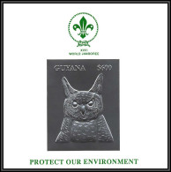 86200/ Guyana Mi N°4133 Argent Silver Chouette Owl Scouts 1993 World Jamboree Protect Our Environment ** MNH - Búhos, Lechuza