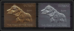 86199b/ Guyana Lot De 2 Timbres Argent Silver + OR Gold ** MNH Chien (1994 The Year Of The Dog) - Guyane (1966-...)