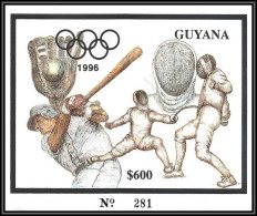 86189/ Guyana Mi N°316 Argent Silver 1996 Jeux Olympiques (olympic Games) Atlanta Fencing Escrime Baseball 600$ ** MNH - Guyana (1966-...)