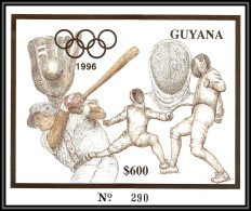86190/ Guyana Mi N°315 OR Gold ** MNH 1996 Jeux Olympiques (olympic Games) Atlanta Fencing Escrime Baseball 600$ ** MNH - Guiana (1966-...)