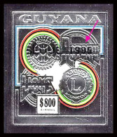 86162d/ Guyana N°235 B Lion's Club Rotary Overprint SEOUL 1995 In Black Argent Silver ** MNH Korea Non Dentelé Imperf - Guyana (1966-...)