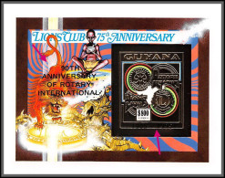 86161b/ Guyana Mi N°234 B Lion's Club Rotary Overprint 90 Th Anniversary In Black OR Gold ** MNH Non Dentelé Imperf - Rotary, Lions Club