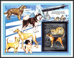 86159c/ Guyana Mi N°375 B Chiens Chats Cats Dogs Harrier Persian Argent Silver Zeppelin 1993 ** MNH Non Dentelé Imperf - Hunde
