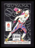 86156d Guyana Mi 206 B Jeux Olympiques Olympic Games Albertville 1992 FABRICE GUY Non Dentelé Impe Silverf Argent MNH - Winter 1992: Albertville