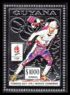 86156b/ Guyana Mi 206 A Jeux Olympiques Olympic Games Albertville 1992 FABRICE GUY Espace (space) Silver Argent ** MNH - Guiana (1966-...)
