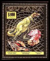 86151c/ Guyana Mi N°372 A Animaux Préhistoriques Prehistoric Tyrannosaurus Shell OR Gold ** MNH 1993 - Prehistorics