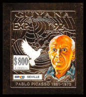 86150d Guyana Mi 232 PICASSO B Expo Seville 1992 Jeux Olympiques Olympics Barcelona OR Gold ** MNH Non Dentelé Imperf - Picasso