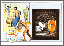 86150b/ Guyana Mi 232 PICASSO B Expo Seville 1992 Jeux Olympiques Olympics Barcelona OR Gold ** MNH Non Dentelé Imperf - Guyane (1966-...)