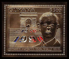 86145c/ Guyana Mi N°3792 A De Gaulle Concorde Espace (space) Arianne OR Gold ** MNH 1940/1990 ARC DE TRIOMPHE - De Gaulle (General)
