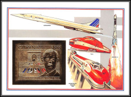 86145b/ Guyana Mi N°170 B De Gaulle Concorde Tgv Espace (space) Arianne OR Gold ** MNH 1940/1990 Non Dentelé Imperf - Concorde