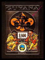 86142c/ Guyana Mi N°236 B Scouts Overprint Black Jamboree Holland 1995 Gold Or Champignons Mushrooms Non Dentelé Imperf - Guyane (1966-...)