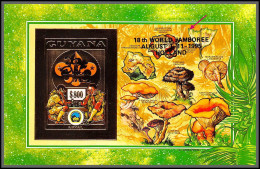 86142b/ Guyana Mi N°236 B Scouts Overprint Black Jamboree Holland 1995 Gold Or Champignons Mushrooms Non Dentelé Imperf - Guyane (1966-...)