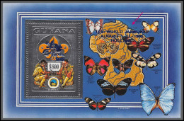 86141/ Guyana Mi 237 Ab Scouts Overprint In Blue World Jamboree Holland 1995 Argent Silver Papillons Butterflies ** MNH - Farfalle