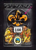 86140v Guyana 237 B Scouts Overprint Black World Jamboree Holland 1995 Argent Silver Papillons ** MNH Non Dentelé Imperf - Unused Stamps