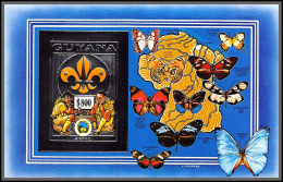86140d/ Guyana Mi Bloc N°237 B A Scouts Argent Silver Papillons Butterflies ** MNH Non Dentelé Imperf - Nuevos