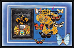 86140/ Guyana Mi 237 A Scouts Overprint In Black World Jamboree Holland 1995 Argent Silver Papillons Butterflies ** MNH - Nuevos
