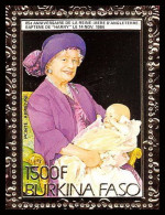 86138b/ Burkina Faso Mi Bloc N°101 A Reine Queen Mother Elisabeth 2 1985 OR Gold ** MNH - Familles Royales
