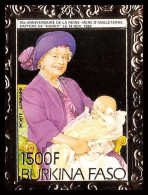 86137b/ Burkina Faso Mi Bloc N°101 B Reine Queen Mother Elisabeth 2 1985 OR Gold ** MNH Non Dentelé Imperf - Royalties, Royals