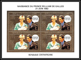 86131 Centrafrique Centrafricaine 1983 Mi 920 A Naissance Du Price William Lady Di Prince Charles OR Gold ** MNH Bloc 4 - Koniklijke Families