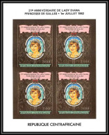 86127c Centrafricaine 1982 Mi 850 B Bloc 4 Lady Di Diana Anniversary OR Gold ** MNH Non Dentelé Imperf Cote 140 Discount - Central African Republic