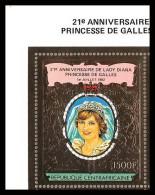 86127b/ Centrafrique Centrafricaine 1982 Mi N°850 A 21th Lady Di Diana SPENCER Anniversary OR Gold ** MNH  - Königshäuser, Adel