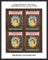 86127c Centrafricaine 1982 Mi 850 B Bloc 4 Lady Di Diana Anniversary OR Gold ** MNH Non Dentelé Imperf Cote 140 Discount - Familles Royales
