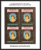 86127 Centrafrique Centrafricaine 1982 Mi N°850 A Bloc 4 21th Lady Di Diana Anniversary OR Gold MNH Cote 60 Discount - Central African Republic