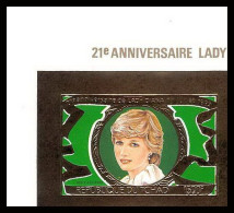 86119b/ Tchad Mi N° 906 B Bloc 4 21th Lady Di Diana Anniversary 1982 OR Gold ** MNH Non Dentelé Imperf Discount - Royalties, Royals
