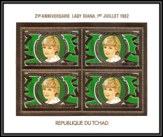 86120/ Tchad Mi N°933 A Overprint Prince Willians Bloc 4 21th Lady Di Diana Anniversary 1982 OR Gold ** MNH Discount - Familles Royales
