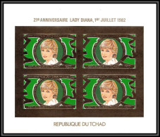 86119/ Tchad Mi N° 906 B Bloc 4 21th Lady Di Diana Anniversary 1982 OR Gold ** MNH Non Dentelé Imperf Discount - Tchad (1960-...)