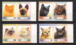 86423b Nanumea Tuvalu Mi 47/52 B Chat Cat Cats Chats ** MNH 1985 Siamese Ginger Turkish Himalayan Non Dentelé Imperf - Chats Domestiques