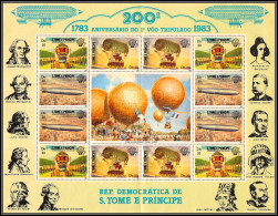86416z Sao Tome E Principe Mi N°834/836 A Montgolfier 1783/1983 Avion Plane Ballon Balloon ** MNH - Fesselballons