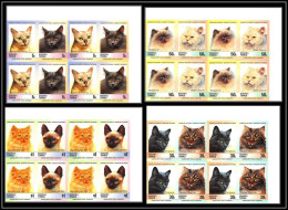 86423c Nanumea Tuvalu Mi 47/52 B Chat Cat Cats Chats ** MNH 1985 Siamese Turkish Himalayan Non Dentelé Imperf Bloc De 4 - Hauskatzen