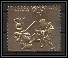 86386 Guyana Mi N°4295 Baseball Escrime Fencing 1996 Jeux Olympiques (olympic Games) OR Gold Stamps ** MNH Cote 26 - Guyane (1966-...)