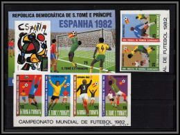 86376 Sao Tome E Principe Mi N°754/759 B BF Bloc 83 Football Soccer ESPANA 82 1982 World Cup ** MNH Non Dentelé Imperf - 1982 – Espagne