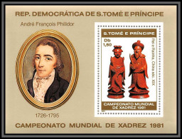 86372a Sao Tome E Principe Mi BF Bloc François-André Danican Philidor échecs Chess Xadrez 1981 ** MNH Deluxe Blocs - Echecs