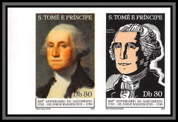 86370b Sao Tome E Principe 1983 Mi 374/375 B Usa 1732/1799 Birth WASHINGTON 1982 ** MNH Non Dentelé Imperf - Us Independence