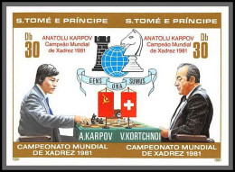 86364b Sao Tome E Principe 1981 Mi N°712/713 B Echecs Chess KARPOV Xadrez Kortchnoi Non Dentelé Imperf ** MNH Cote 30 - Schaken