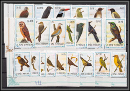 86353a Sao Tome E Principe 1983 Mi N°879/900 Oiseaux (birds) Vogel ** MNH Perroquets Chouette Parrot Owl Coin De Feuille - Sao Tomé E Principe