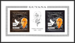 86348 Guyana Mi 3987 3988 B Paire Pablo PICASSO Expo Seville 92 Gold Silver Tableau Painting ** MNH Non Dentelé Imperf - Guyane (1966-...)