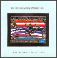 86346 Mi Bl A161 Innsbruck HOCKEY Non Dentelé Imperf Jeux Olympiques (olympic Games) Guinée équatoriale Guinea OR Gold - Hiver 1976: Innsbruck